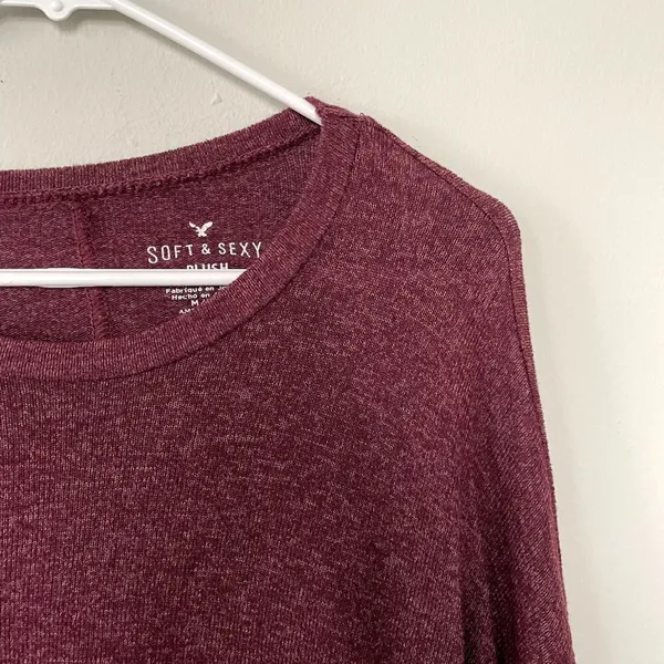 American Eagle soft and sexy purple maroon sweater rough hem casual top‎ size M - Image 2