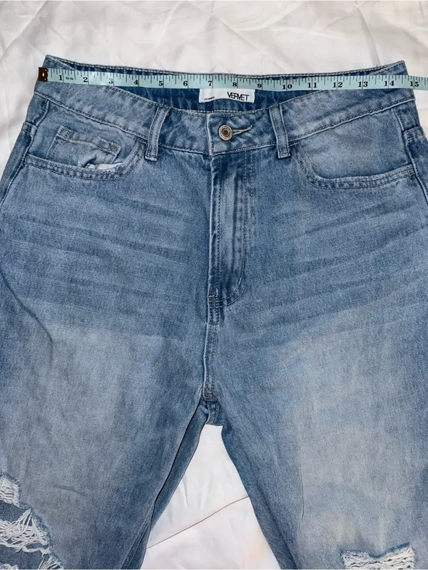 Vervet Light Blue Wash Distressed High Waisted Boyfriend Jeans size 29 - Image 7
