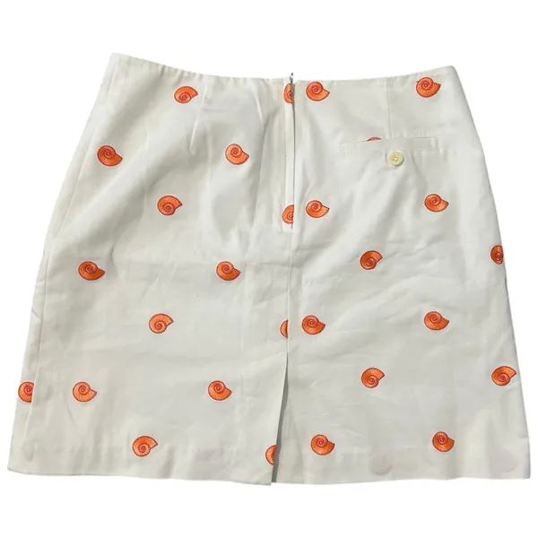 Lilly Pulitzer Vintage White Label Size 4 White Orange Shell Embroidered Skirt - Image 2
