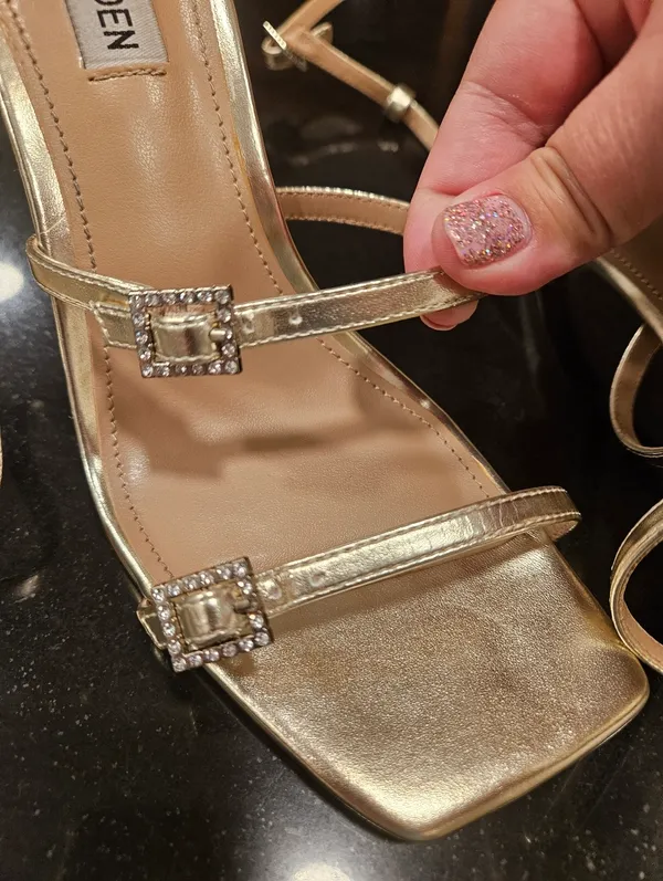 💕STEVE MADDEN💕 Dale Gold Rhinestone Sandal Heels 8 NWT - Image 10