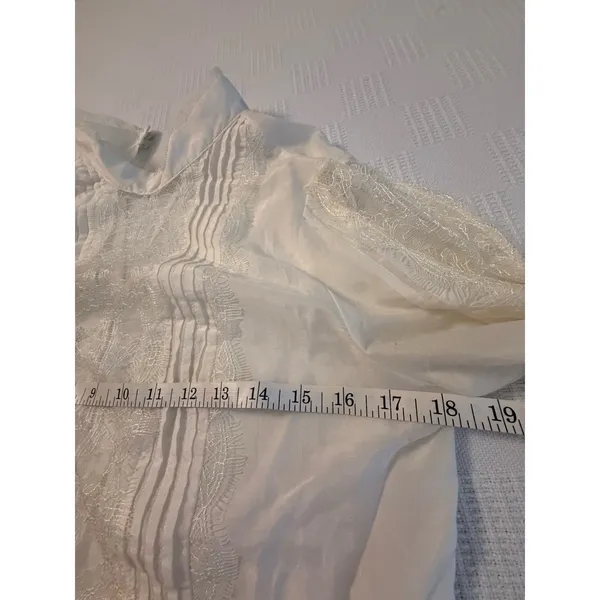Chico's WHBM Sheer Cream Lace Pirate Blouse Boho Festival Poetic Top S Cotton‎ - Image 5