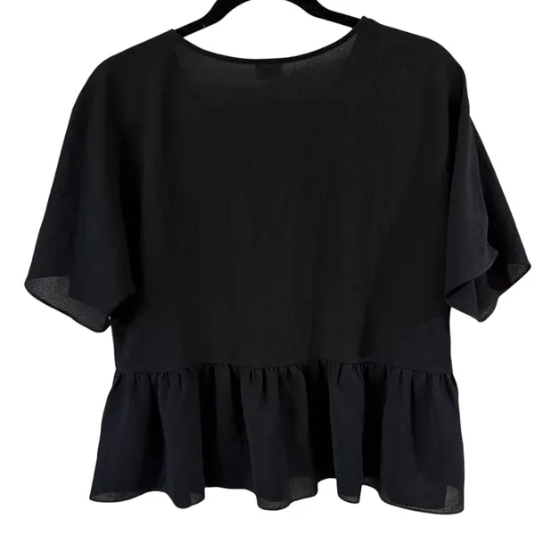 Aritzia Wilfred Macee Top Womens XS Black Peplum Blouse Lightweight Shirt Career - Image 3