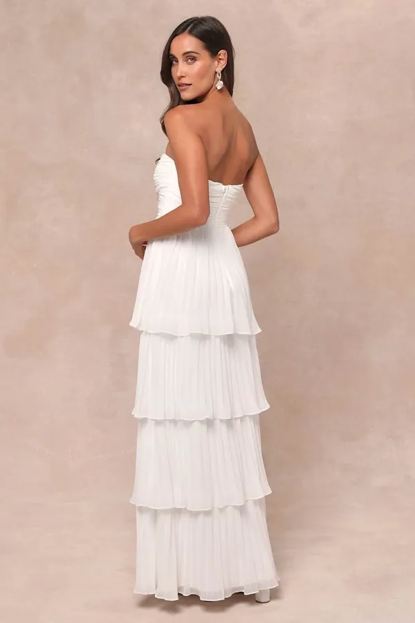 NWOT Lulus White Strapless Tiered Maxi Dress Size XL MSRP $99 - Image 2