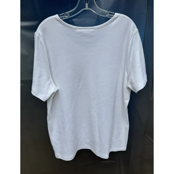Women's V-Neck Quacker Factory SZ L White Embellished Star Rhinestones Gold Silv - Image 10