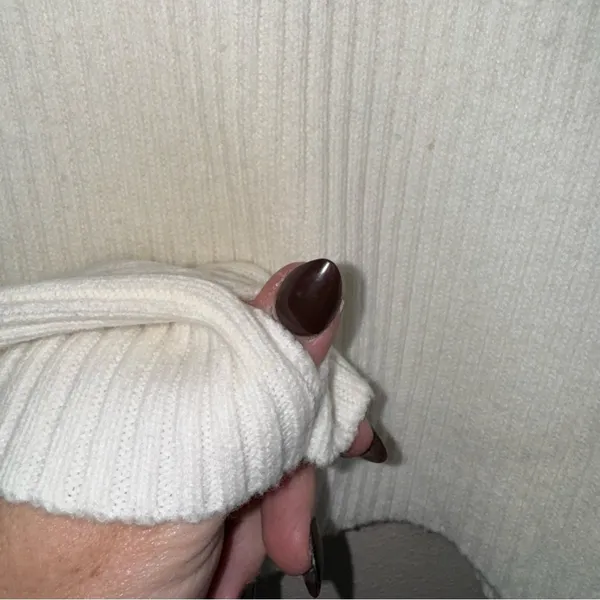 Lulus Womens Ribbed Cropped Knit Sweater Cream White Long Sleeve‎ Size L - Image 7