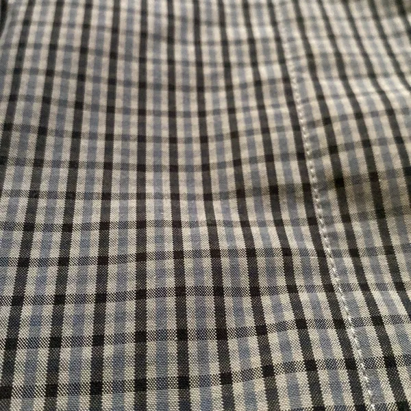 Vintage blue plaid long cotton blend trench coat, size medium - Image 3