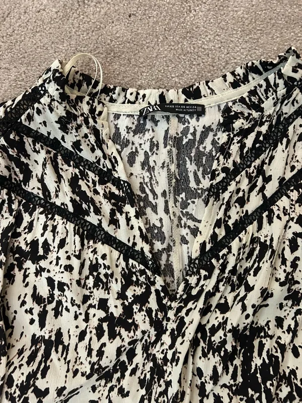 Zara Black and White Printed Maxi Dress - Image 2