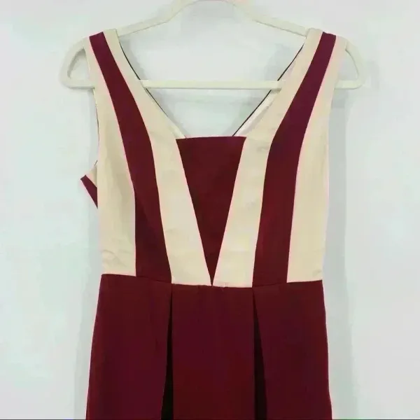 Marc‎ Angelo Maroon/Beige Dress Size 8 Red - Image 4