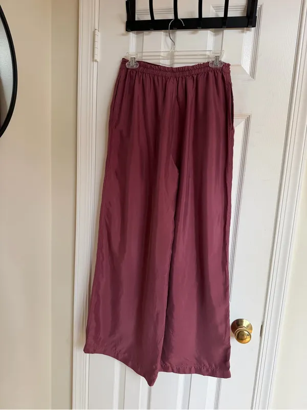 Athleta Calm Cool Wide Leg Satin Pants S Mauve Rose Cupro - Image 4