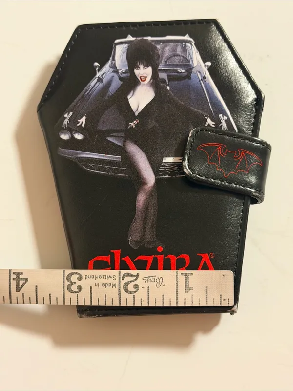 Elvira Mistress of the Dark coffin shaped fold wallet, faux leather 5.6"x4" - Image 11