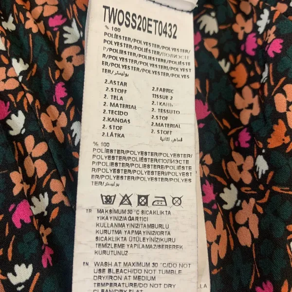 Trendyol Floral‎ Pleated Midi Skirt Green Pink Ditsy Print Elastic Waist Size 34 - Image 7