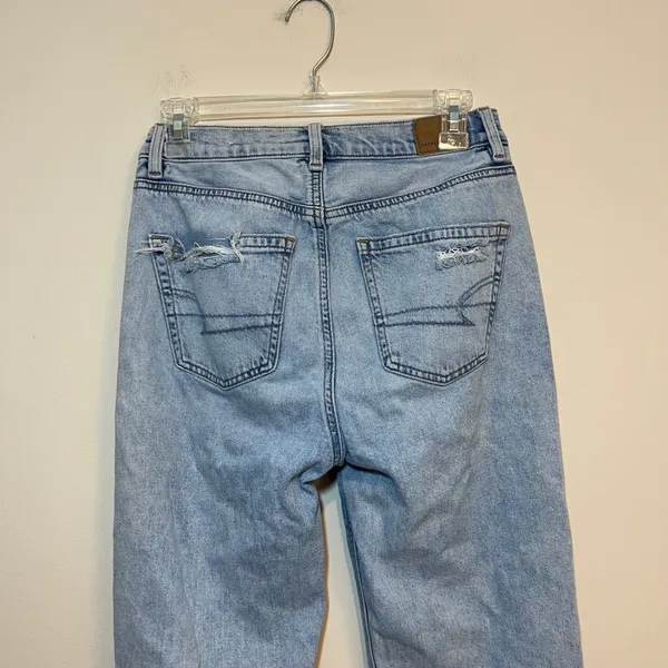 American Eagle Jeans Baggy Jean Blue Denim Distressed Light Wash 0 Short Petite‎ - Image 5