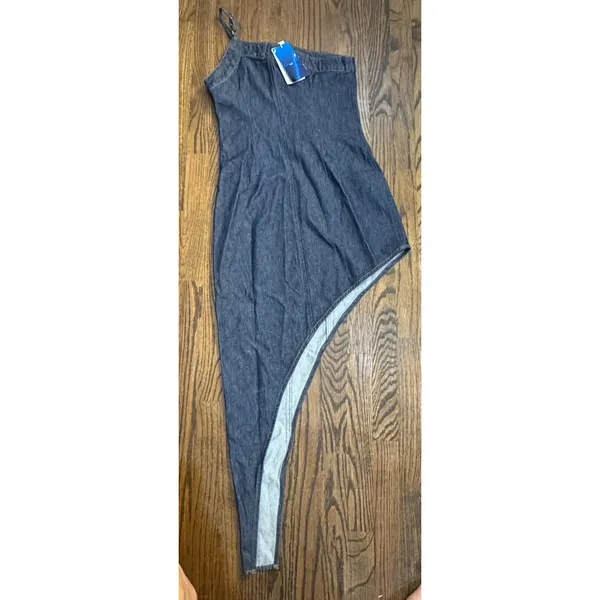 Urban Revivo One Shoulder Denim Cami Dress Asymmetrical Hem Size 4 - Image 6