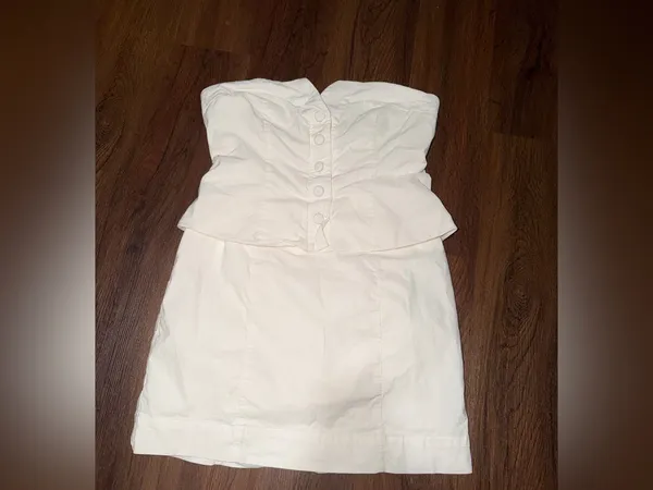 BHLDN Strapless Vest Mini Dress white cotton fall party formal $200 - Image 4
