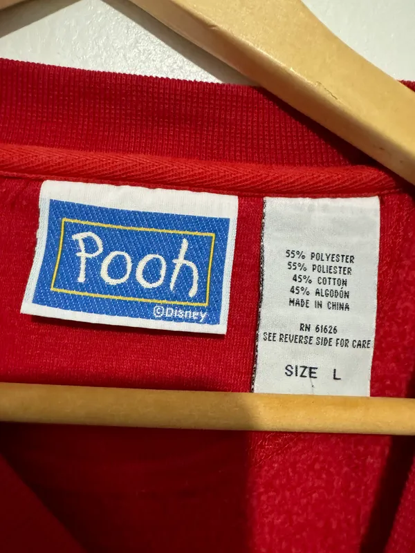 Disney Winnie The Pooh Vintage Sweatshirt Crewneck Striped Red and Blue - Image 6