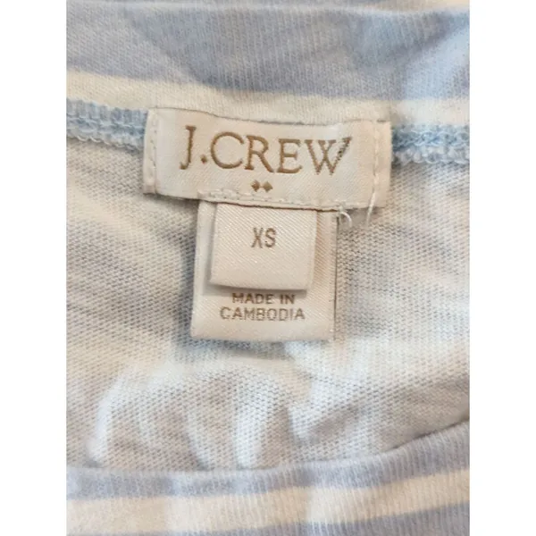 J. Crew Factory‎ Womens Blue & White White Striped Cotton Knit Top Size XS - Image 7