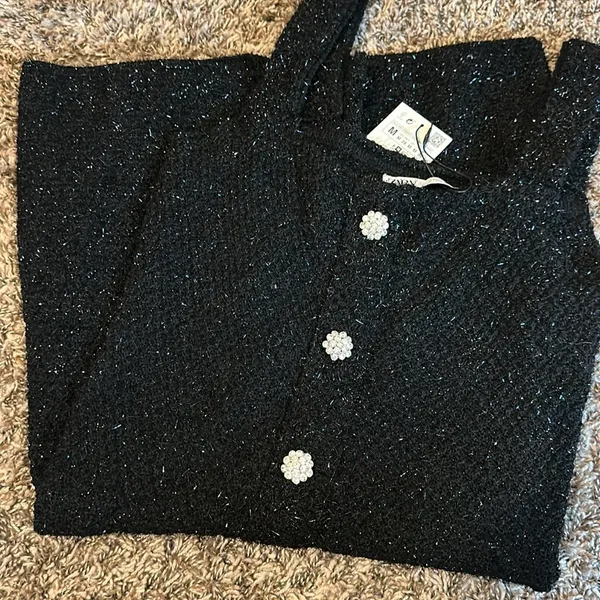 NWT Zara Thread Dress Black Medium Sparkle - Image 8