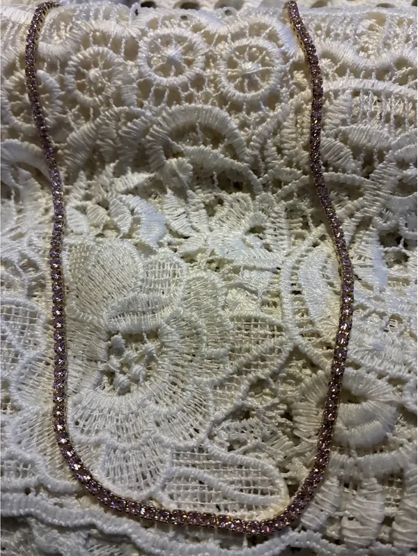Pink Cubic Zirconia Gold Plated Tennis Necklace – Elegant - Image 3