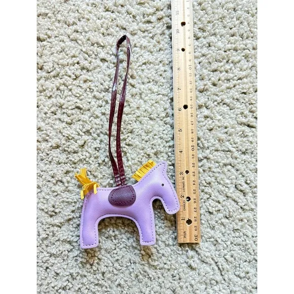 Lavender Faux Leather Horse pony‎ Bag Charm Keychain Accessory New - Image 5
