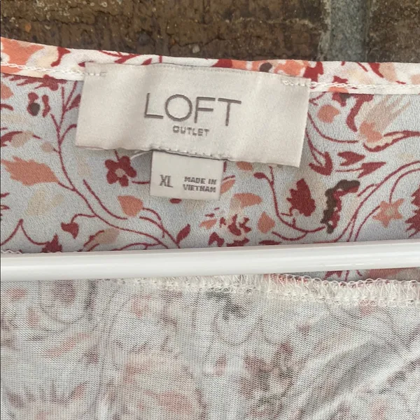 LOFT Floral V-Neck Blouse - Pink and White - Image 2