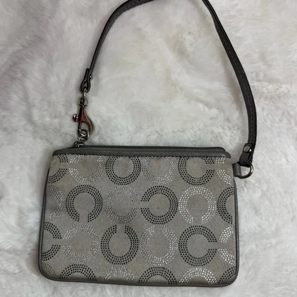 COACH Gray Silver Signature Canvas Wristlet - Image 2