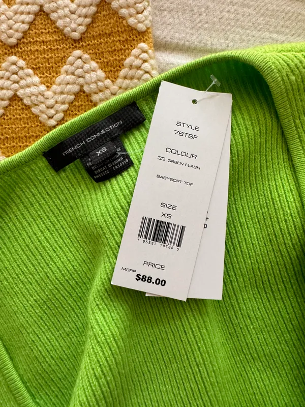 French Connection Lime Green Ribbed Sweater Top - Image 4