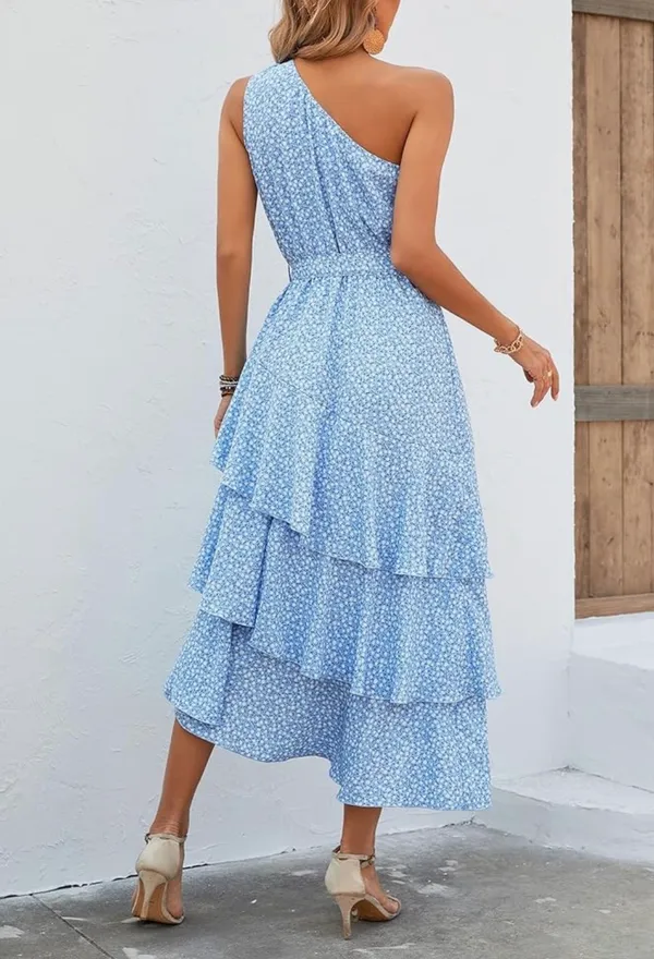 Blue Floral Dress Size M - Image 5