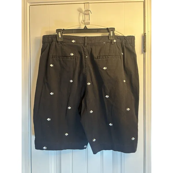 Basic Editions Black Fish Embroidered Bermuda Shorts XL Stretch Coastal Fun - Image 3