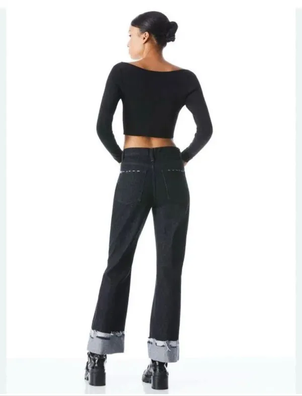 Alice + Olivia Sharee Cropped Pullover Black Size Small NWT Cutout - Image 3