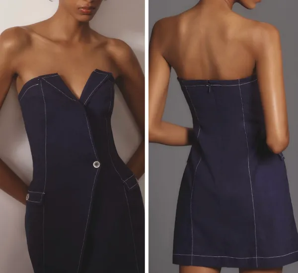 Anthropologie Maeve Strapless Linen Blend Wrap Mini Dress, Size 2 - Image 2