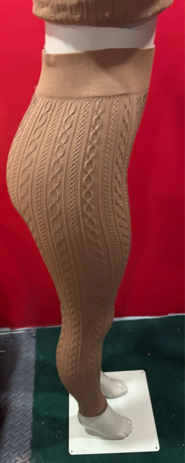 ALL ACCESS Tan Cable Knit Leggings Set(OS) - Image 5
