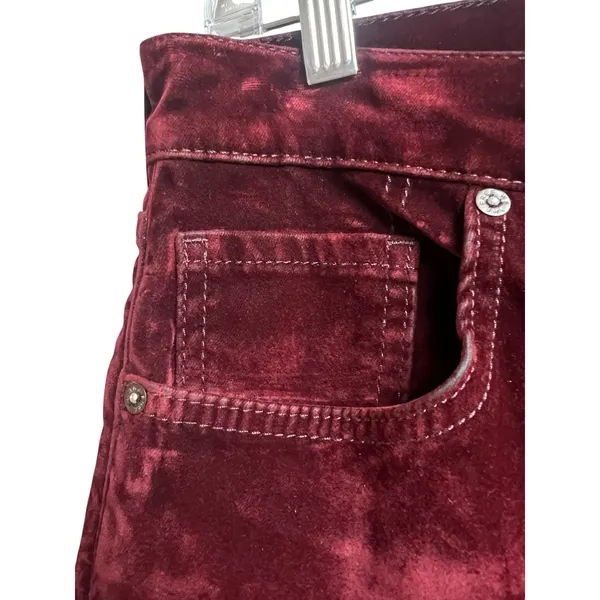 We The Free Stella Velvet Skinny Pants Red Hue Raw Hem Button Fly 29 - Image 8