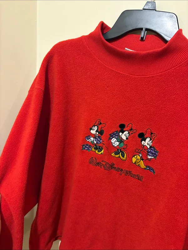 Disney Red Minnie Mouse Disney World Mockneck Fleece Pullover Women’s Size XL - Image 3