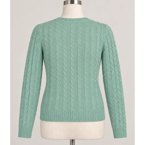 Lauren Ralph Lauren Women’s 100% Cashmere Cable Knit Sweater Med Mint Crewneck - Image 2