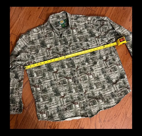 Cabela's longsleeve buttondown Denim deer & tree camouflage pattern - Size XL. Gently warn & excellent condition. Measurements approximately 27” from armpit to armpit x 29” long. Non-smoking home. Priced at as is condition. Don’t like my price make a reasonable offer! And thank you for checking my closet! - Image 6