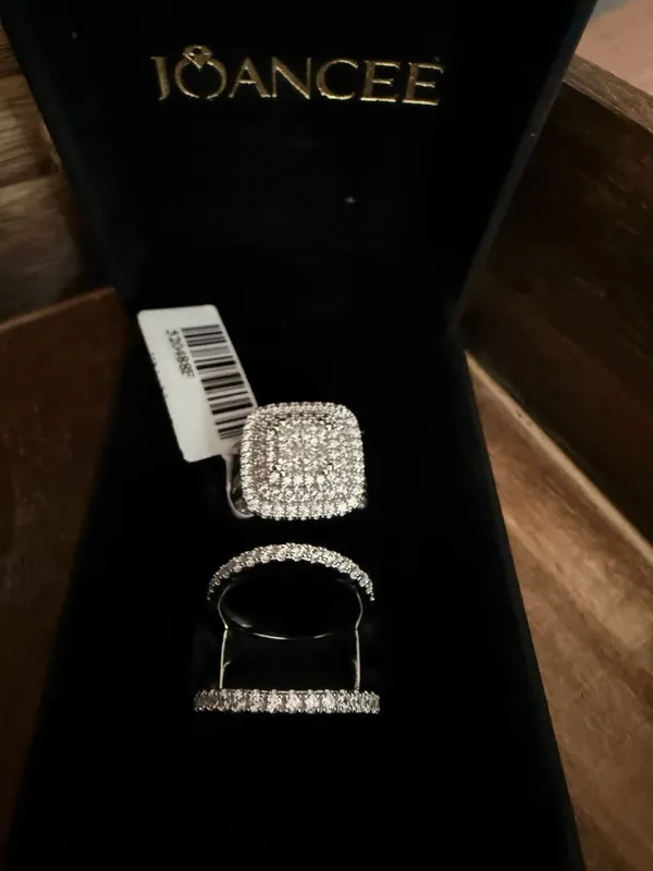 Joancee Cubic Zirconia Cushion Cut Bridal Ring Set Silver - Image 2