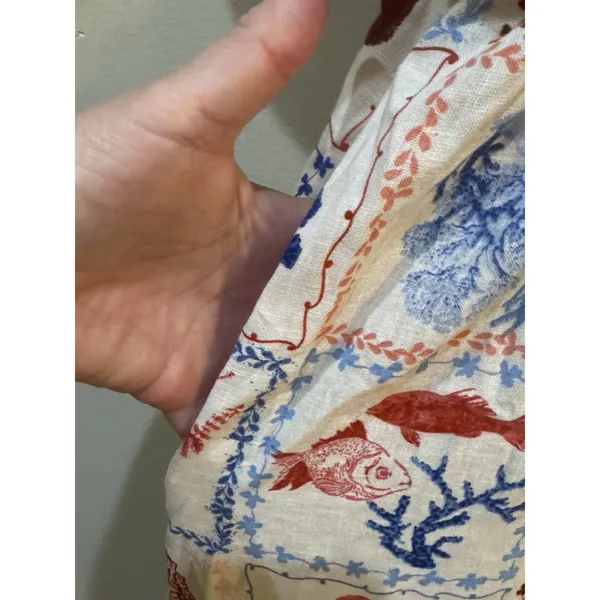 Nobody's Child Nova Print Puff Sleeve Maxi Dress Nautical Linen‎ Beach Shells - Image 12
