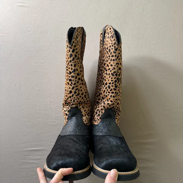 Y2K Era Twisted X Cheatah Print Cowhide Leather Buckaroo Cowboy boots - Image 4