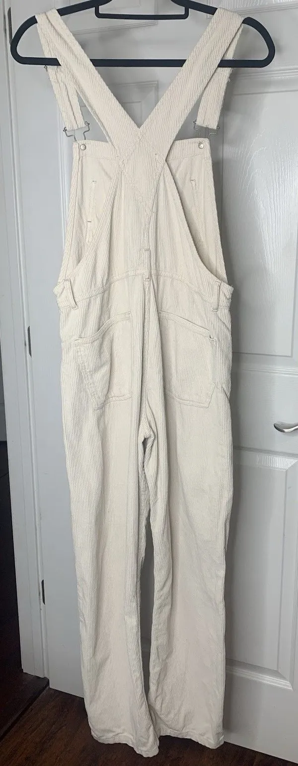 Free People We The Free Ziggy Corduroy Overalls Sz XS Cream Tan - Image 3