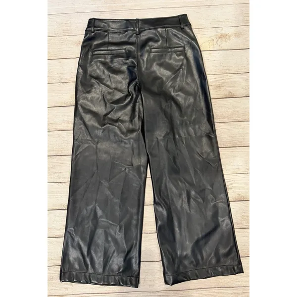 Ann Taylor LOFT Women’s The Palmer Wide Leg Black Faux Leather Pants 6P - Image 3