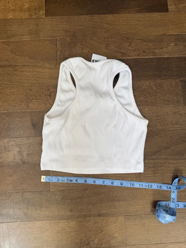 Ragged priest jeans white ribbed tank crop top embroidered logo - Image 5