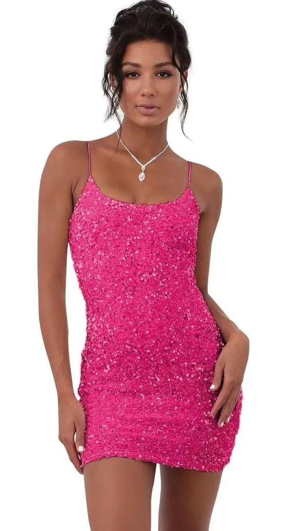 Hot Pink Short Homecoming Dress - Image 3