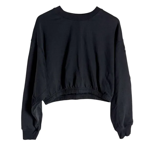 Alo Yoga Devotion Black Cropped Long Sleeve Crewneck Sweatshirt Small - Image 2