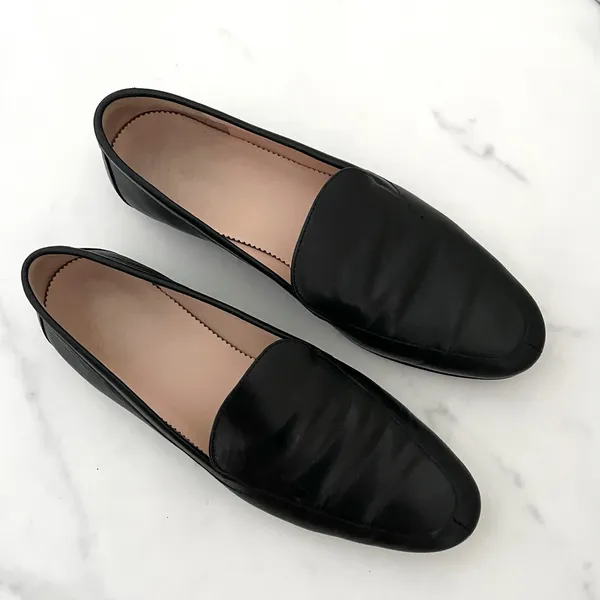 J.Crew Cecile Leather Smoking Slippers Loafers Black 7 Minimalist Classic Flats - Image 6