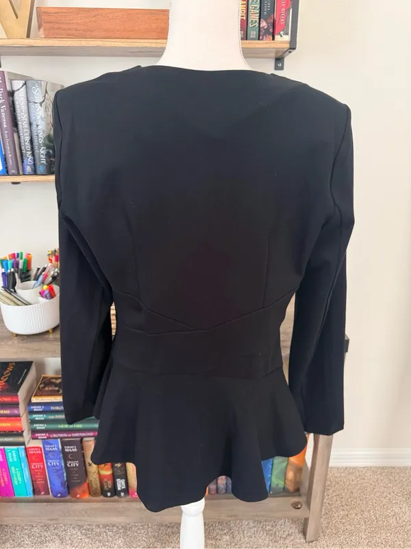 CAbi Crisscross Black Peplum Zip-Front Women's Jacket - Image 5