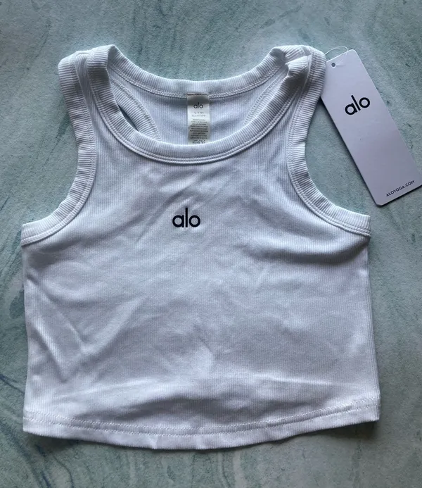 Alo Yoga ribbed crop tank top white - Image 2