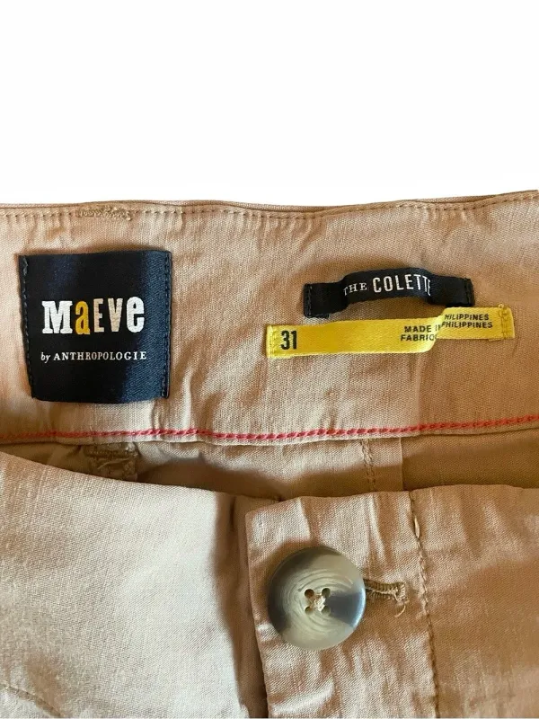 Maeve Anthropologie Colette High Rise Wide Leg Pants Beige Size 31 - Image 5