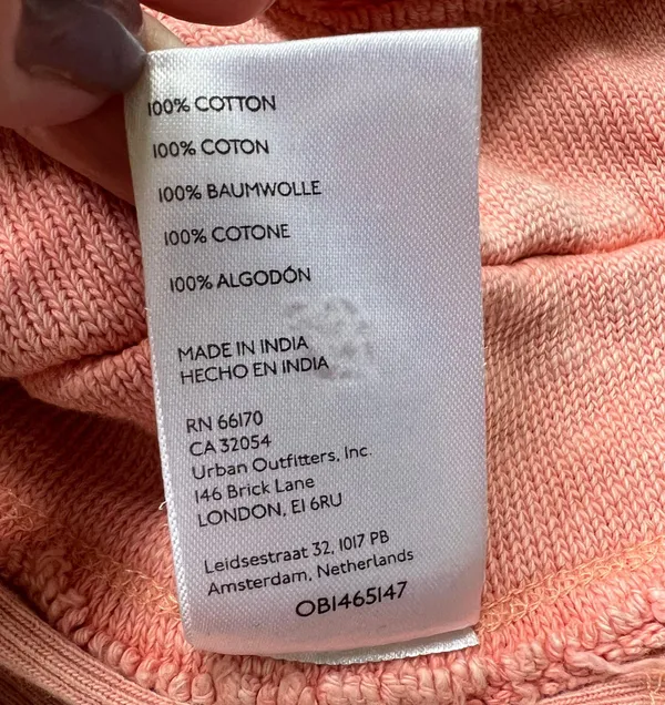 Pilcro Cropped Cut Off Short Sleeve Sweatshirt Pink Coral Medium - Image 12