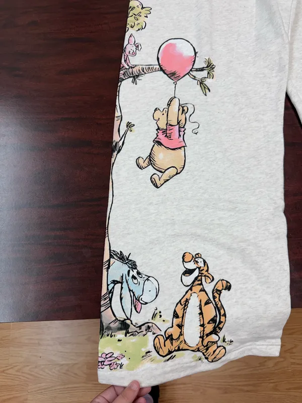 NWT Disney Winnie The Pooh Wide Leg Beige Sweatpants Size Medium - Image 2