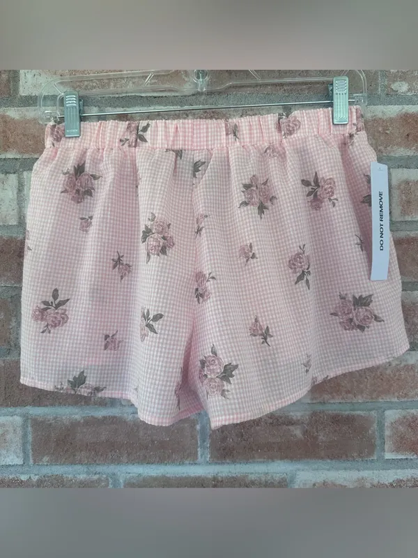 Princess Polly NEW Shorts Boxers Lounge Women’s 2 Pink Coquette Floral Gingham - Image 3